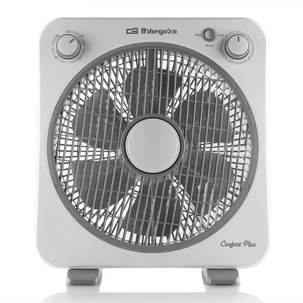 Orbegozo BF 0138 Box Fan - Refroidit et ventile avec puissance et silence - Portable et pratique - Minuterie 60 minutes
