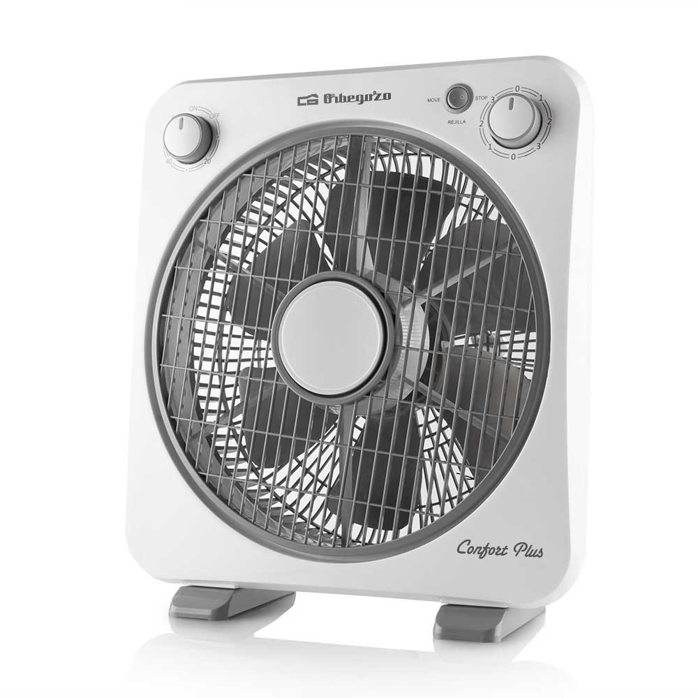 Orbegozo BF 0138 Box Fan - Refroidit et ventile avec puissance et silence - Portable et pratique - Minuterie 60 minutes