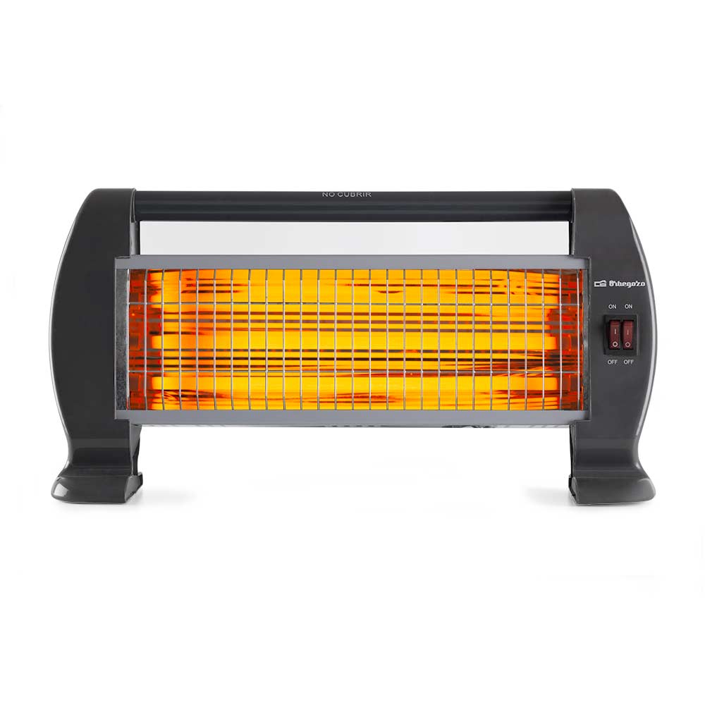 Orbegozo BP 0206 Poêle à Quartz à Chaleur Instantanée - Puissance 1200 W - 3 Niveaux de Puissance - Système de Sécurité Anti-Basculement - Poignée de Transport - Support de Câble