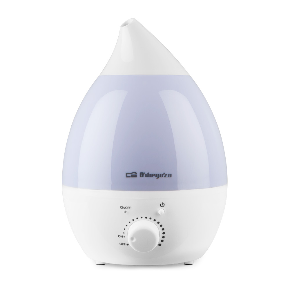 Orbegozo HU 2013 un humidificateur à vapeur froide - Purifie l'air - Régule l'humidité et prend soin de votre peau - Sept lumières colorées pour la détente - Fonctionnement silencieux - Réservoir de 1,3 L
