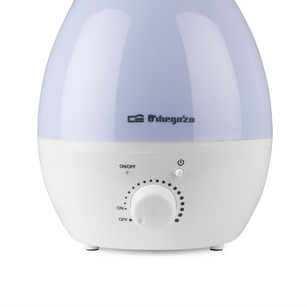 Orbegozo HU 2013 un humidificateur à vapeur froide - Purifie l'air - Régule l'humidité et prend soin de votre peau - Sept lumières colorées pour la détente - Fonctionnement silencieux - Réservoir de 1,3 L