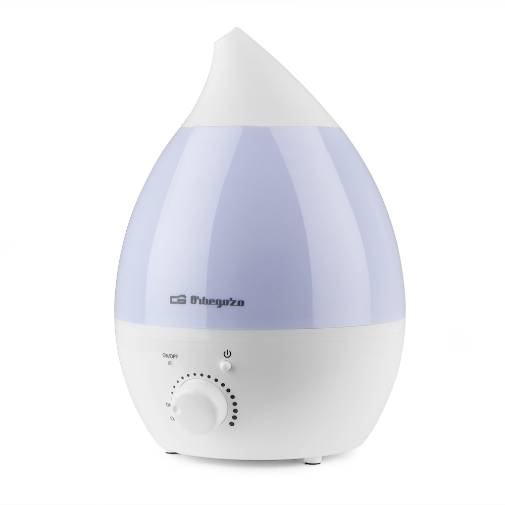 Orbegozo HU 2013 un humidificateur à vapeur froide - Purifie l'air - Régule l'humidité et prend soin de votre peau - Sept lumières colorées pour la détente - Fonctionnement silencieux - Réservoir de 1,3 L
