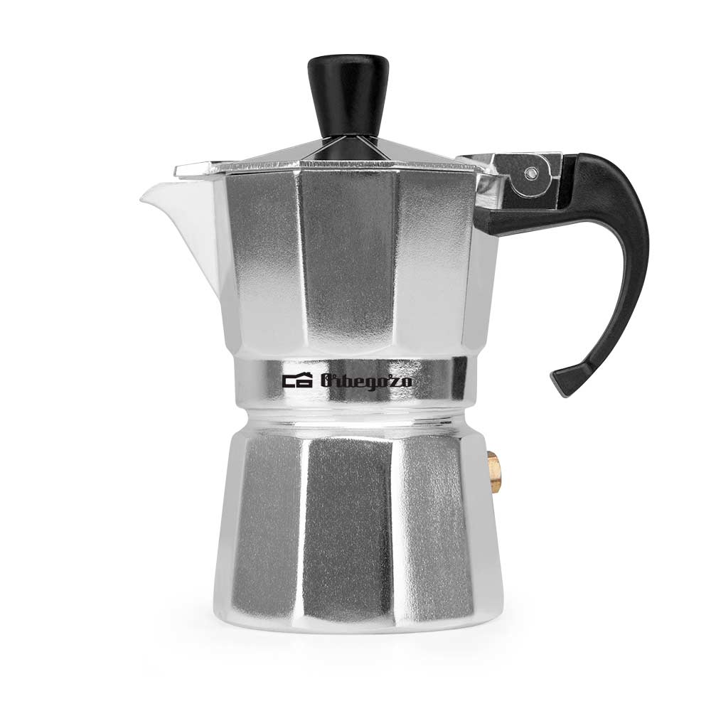 Orbegozo KF 100 Cafetière italienne compacte - Délicieux café dans une tasse - Poignée ergonomique - Soupape de sécurité - Nettoyage facile - Pour cuisinières à gaz, électriques et vitrocéramiques