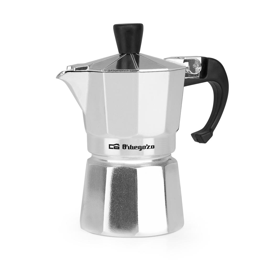 Orbegozo KF 100 Cafetière italienne compacte - Délicieux café dans une tasse - Poignée ergonomique - Soupape de sécurité - Nettoyage facile - Pour cuisinières à gaz, électriques et vitrocéramiques