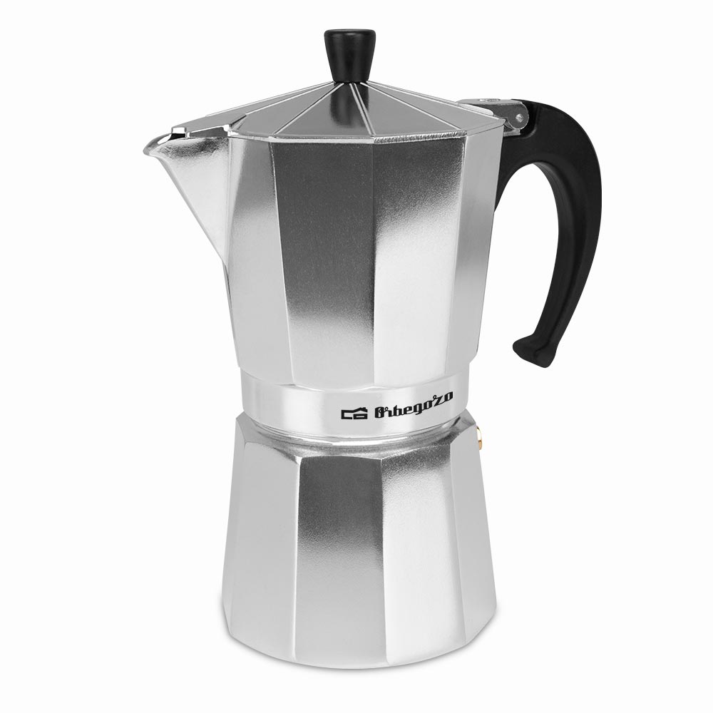 Orbegozo KF 900 Cafetière en aluminium pour 9 tasses - Poignée ergonomique - Soupape de sécurité - Nettoyage facile - Profitez de votre café en bonne compagnie