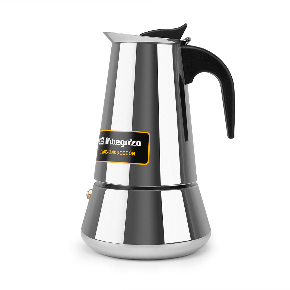 Orbegozo KFI 660 Cafetière italienne en acier inoxydable - Capacité 6 tasses - Compatible avec différents types de cuisines - Poignée ergonomique pour une manipulation en toute sécurité