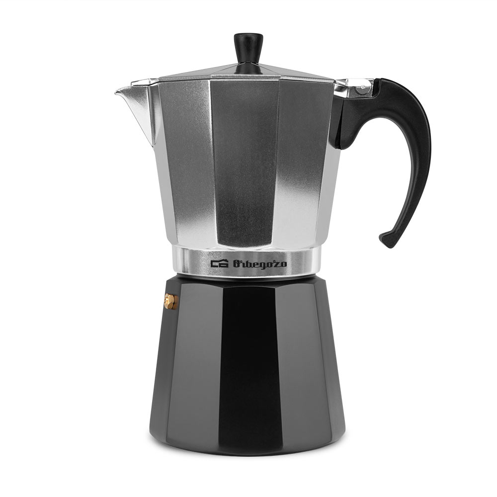 Orbegozo KFM 1230 Cafetière en aluminium pour 12 tasses - Préparez facilement de délicieux cafés et autres boissons - Poignée ergonomique et valve de sécurité - Compatible avec différents types de cuisines