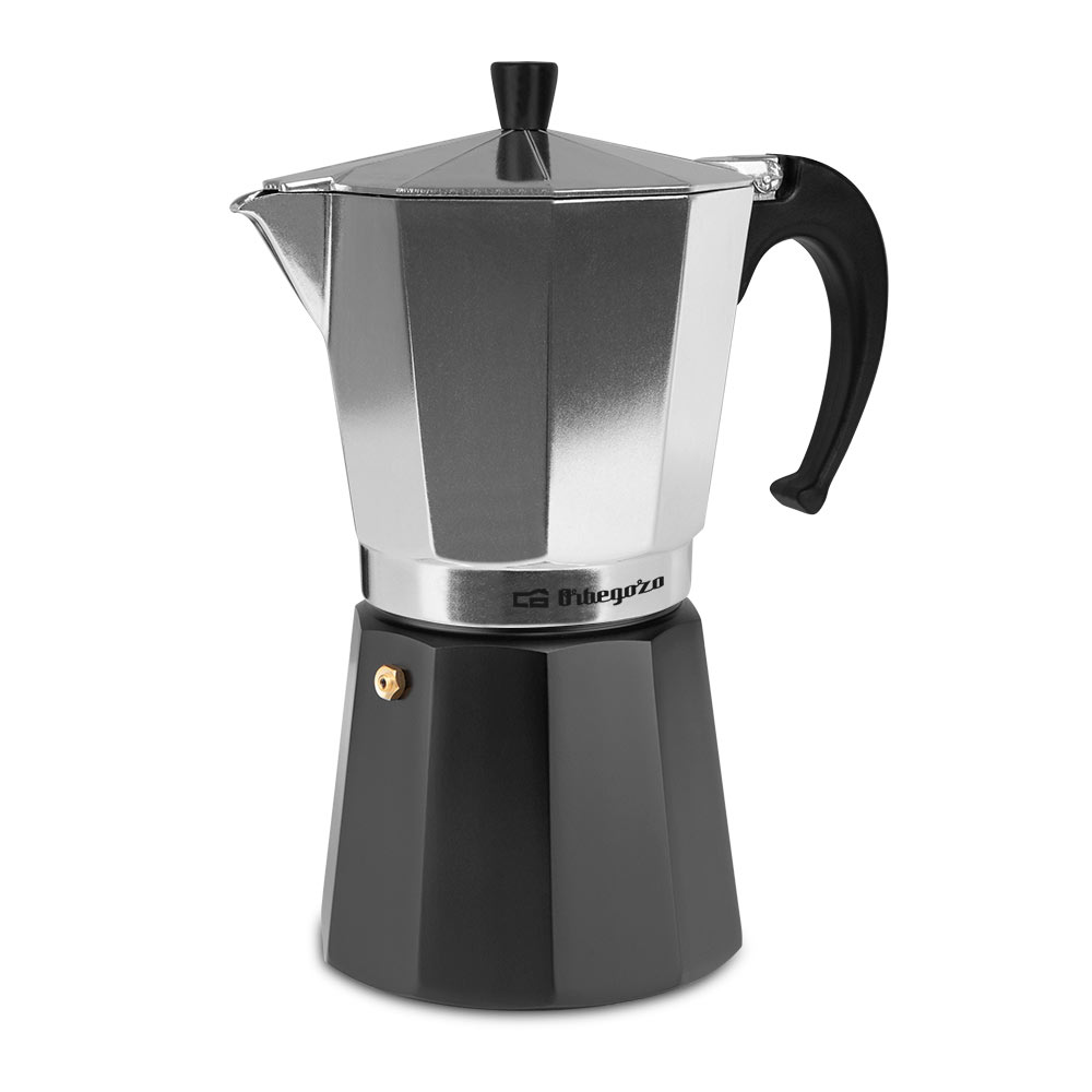 Orbegozo KFM 1230 Cafetière en aluminium pour 12 tasses - Préparez facilement de délicieux cafés et autres boissons - Poignée ergonomique et valve de sécurité - Compatible avec différents types de cuisines