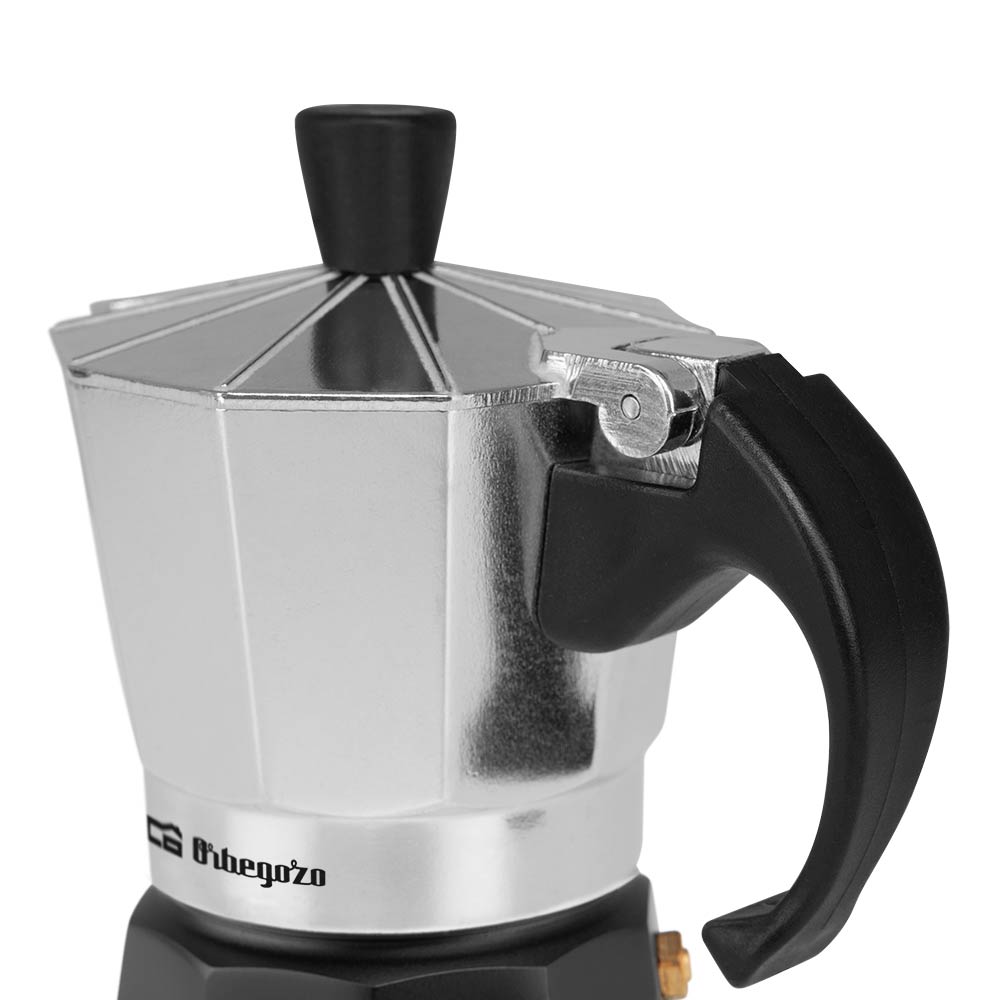 Orbegozo KFM 230 Cafetière en aluminium pour deux tasses - Préparez votre café préféré en quelques minutes avec sécurité et confort - Ergonomique - Facile à nettoyer et adaptée à différents types de cuisines