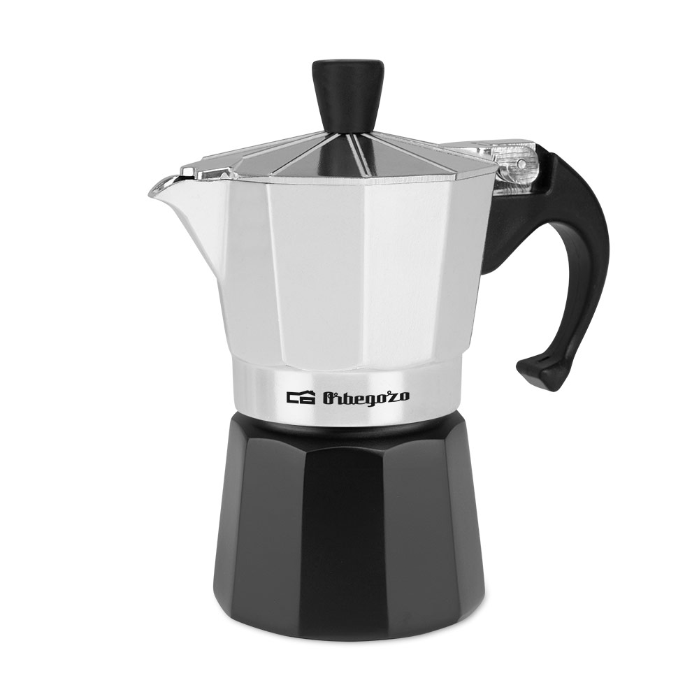 Orbegozo KFM 230 Cafetière en aluminium pour deux tasses - Préparez votre café préféré en quelques minutes avec sécurité et confort - Ergonomique - Facile à nettoyer et adaptée à différents types de cuisines