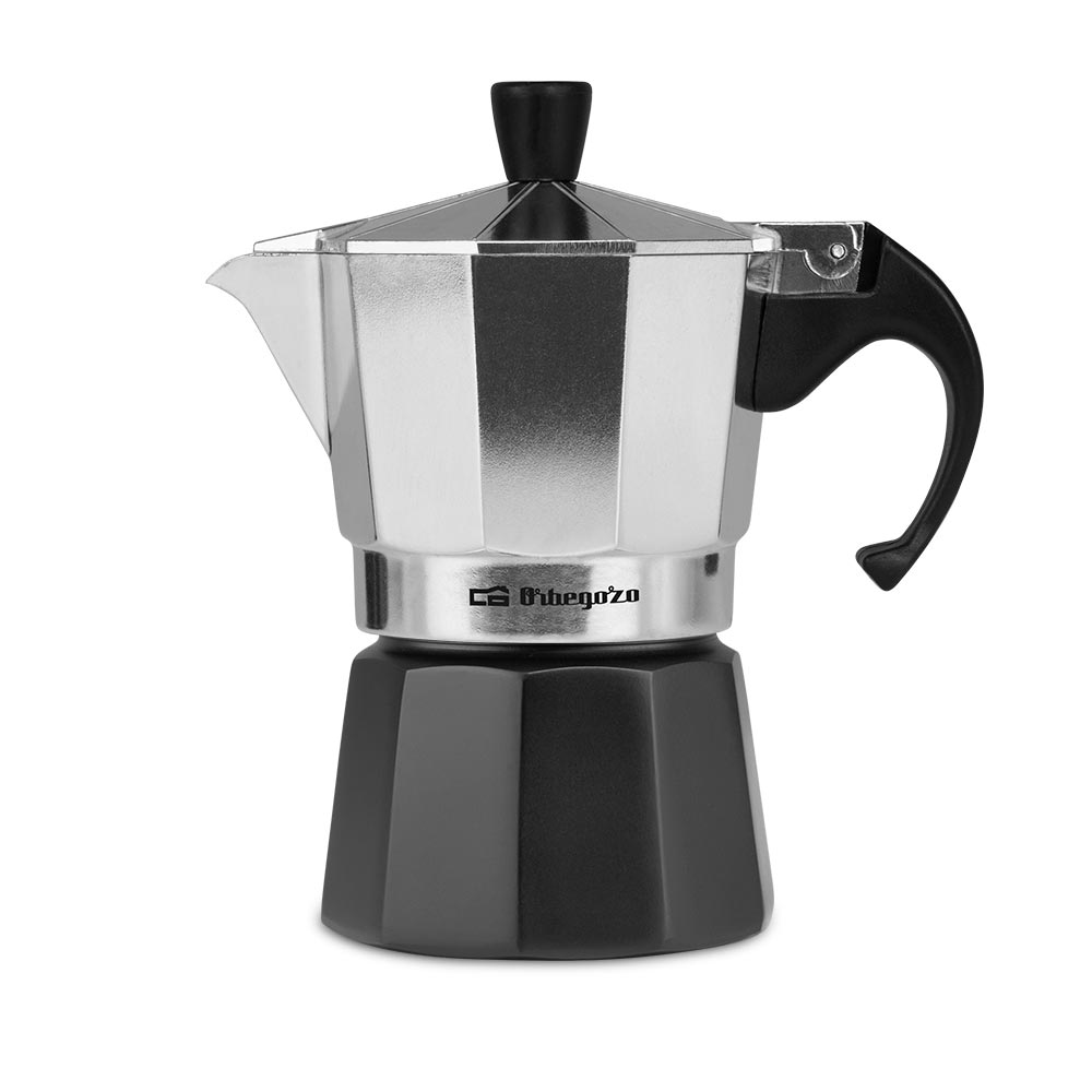 Orbegozo KFM 330 Cafetière en Aluminium pour Trois Tasses - Poignée Ergonomique - Soupape de Sécurité - Compatible avec Cuisinières à Gaz, Électriques ou Vitrocéramiques - Nettoyage Facile