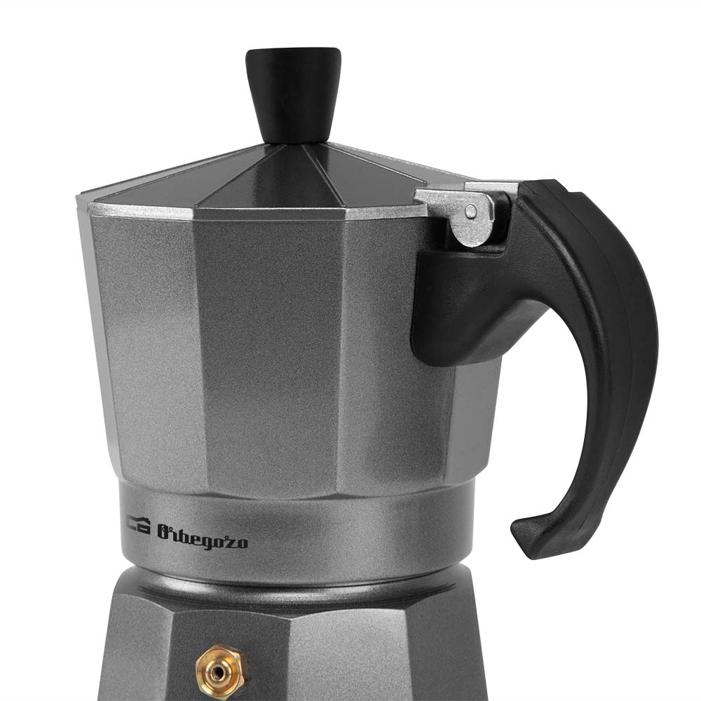 Orbegozo KFS 320 Cafetière en aluminium pour 3 tasses - Rapide - Efficace et sûre - Idéale pour cuisinières électriques - Gaz ou vitrocéramique - Ergonomique et résistante