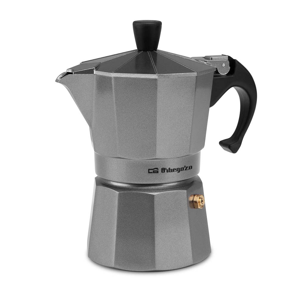 Orbegozo KFS 320 Cafetière en aluminium pour 3 tasses - Rapide - Efficace et sûre - Idéale pour cuisinières électriques - Gaz ou vitrocéramique - Ergonomique et résistante