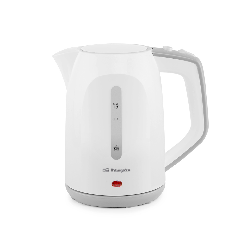 Orbegozo KT 5011 Bouilloire Rapide et Sûre - Puissance 1100W - Capacité 1L - Poignée Toucher Froid - Résistance Cachée - Base Rotative 360°