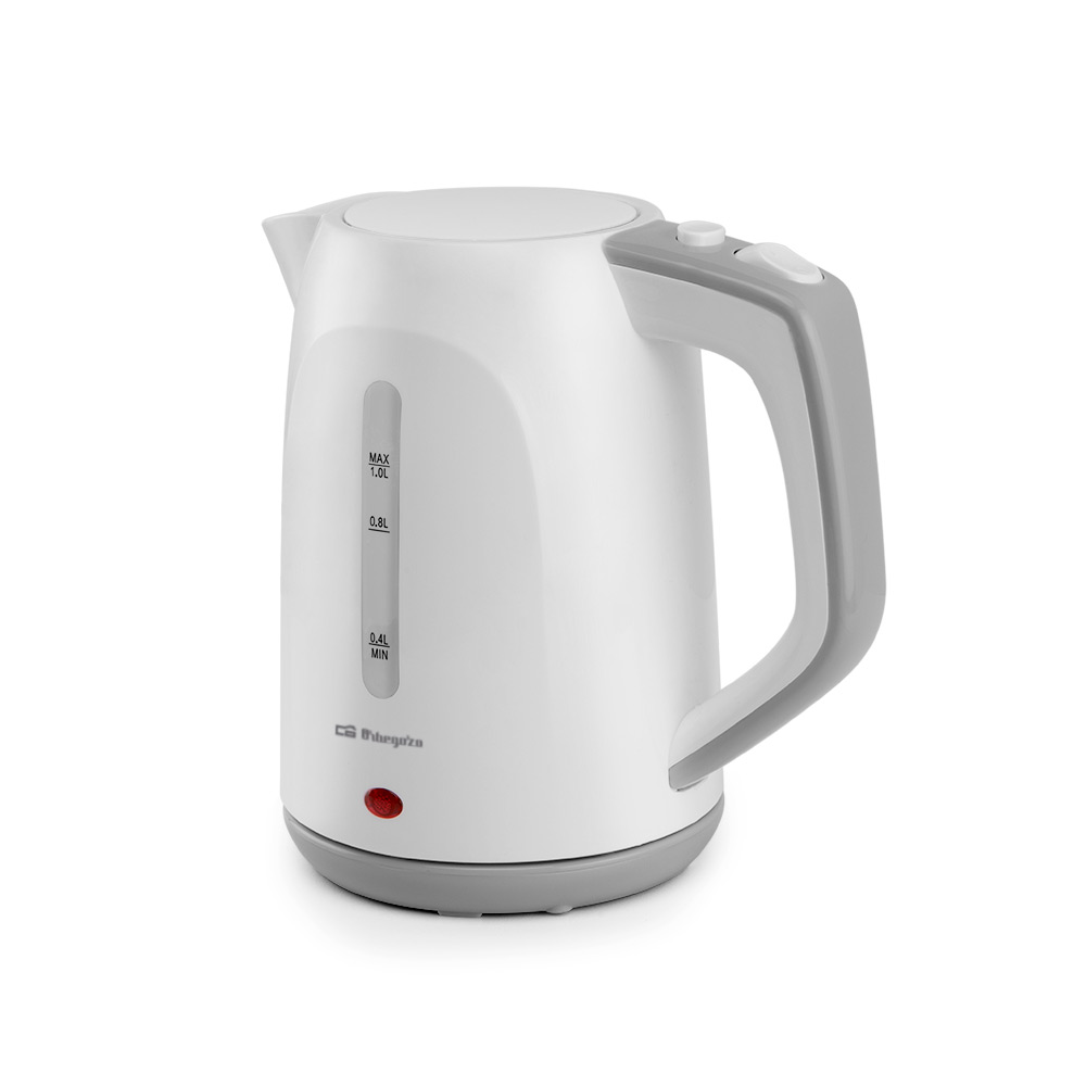 Orbegozo KT 5011 Bouilloire Rapide et Sûre - Puissance 1100W - Capacité 1L - Poignée Toucher Froid - Résistance Cachée - Base Rotative 360°