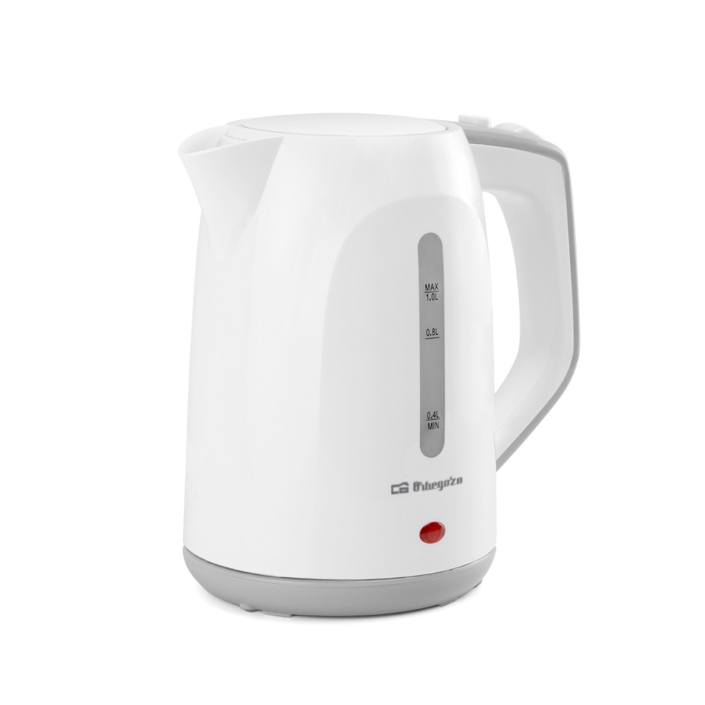 Orbegozo KT 5011 Bouilloire Rapide et Sûre - Puissance 1100W - Capacité 1L - Poignée Toucher Froid - Résistance Cachée - Base Rotative 360°