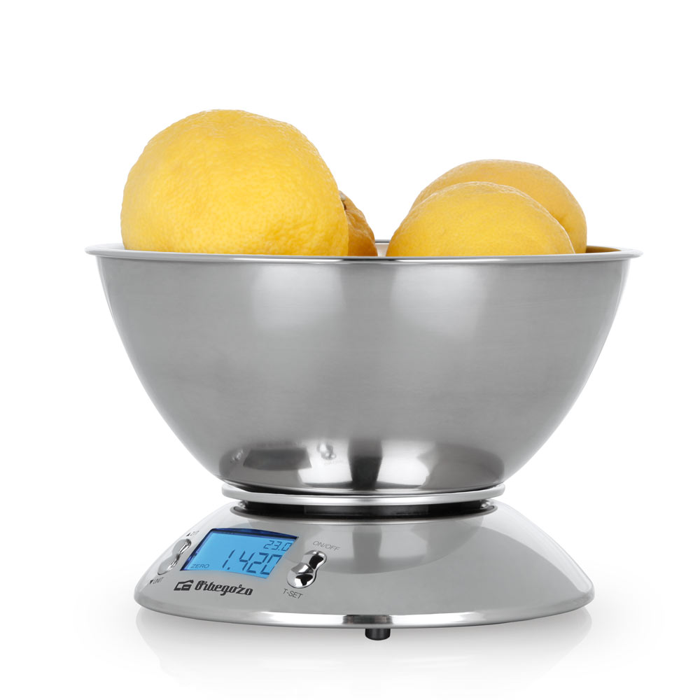 Orbegozo PC 2011 Poids de cuisine électronique - Précision et facilité dans la cuisine - Boîtier et bol en acier inoxydable - Écran rétro éclairé