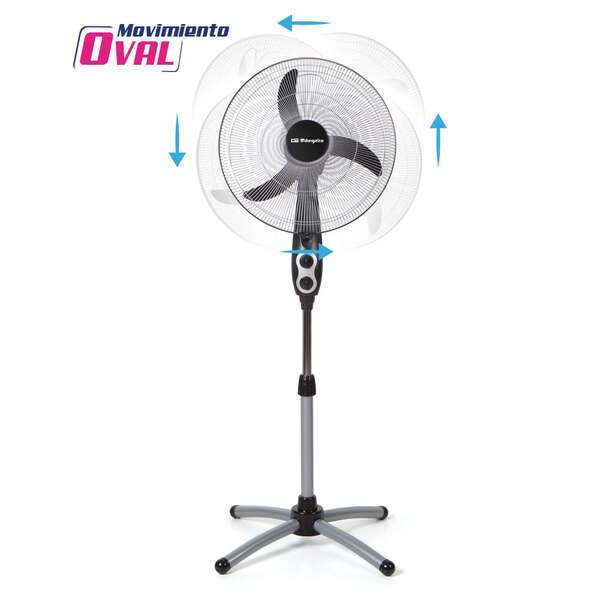 Orbegozo SF 0156 Ventilateur sur pied puissant et efficace - Large couverture avec oscillation ovale - Hauteur réglable - Tête multi-orientable - Facile à manipuler - Collecteur de câbles