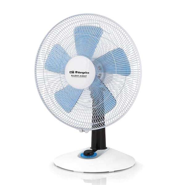 Orbegozo TF 0148 Ventilateur de bureau à 4 vitesses - Mode silencieux et turbo - Design compact et contrôle lumineux LED - Idéal pour chambre ou salon