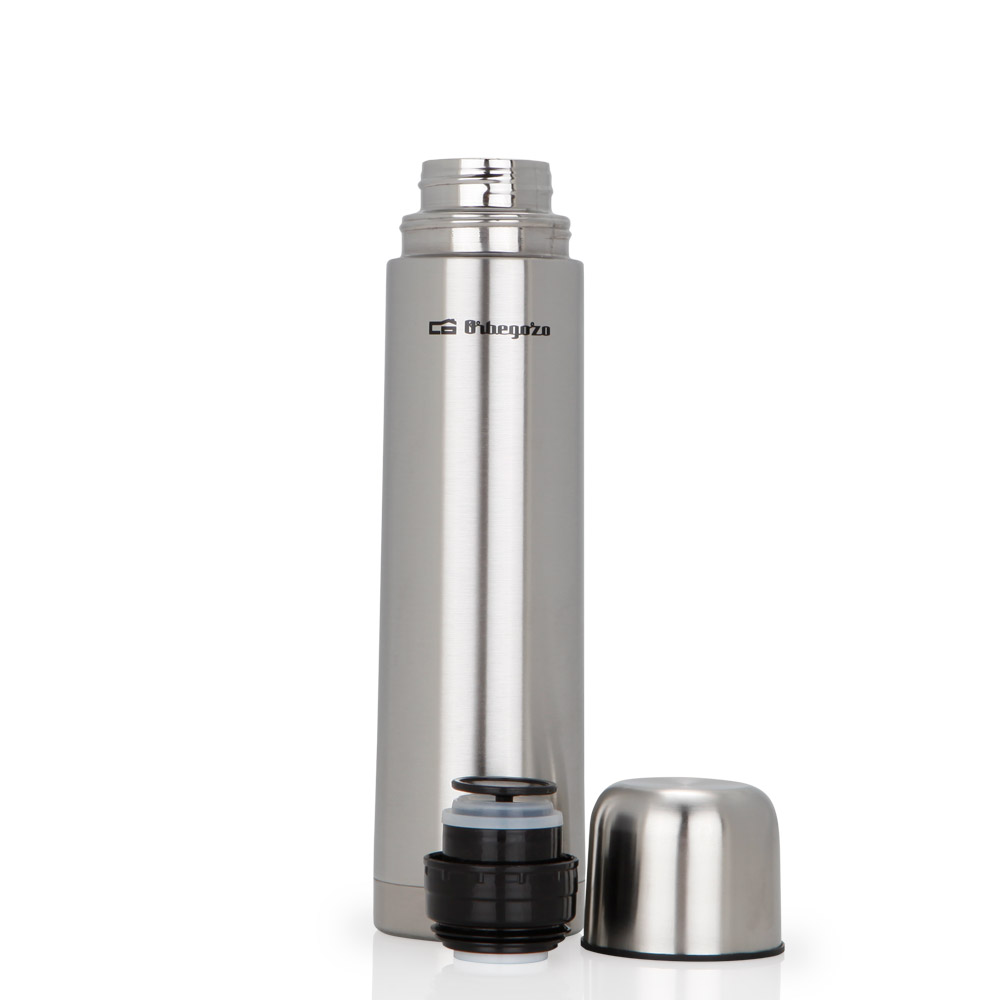 Orbegozo TRL 10060 Thermos en Inox - Conserve les liquides froids pendant 24H et chauds pendant 12H - Capacité 1000 ml - Bouchon distributeur - Antioxydant et sans odeur