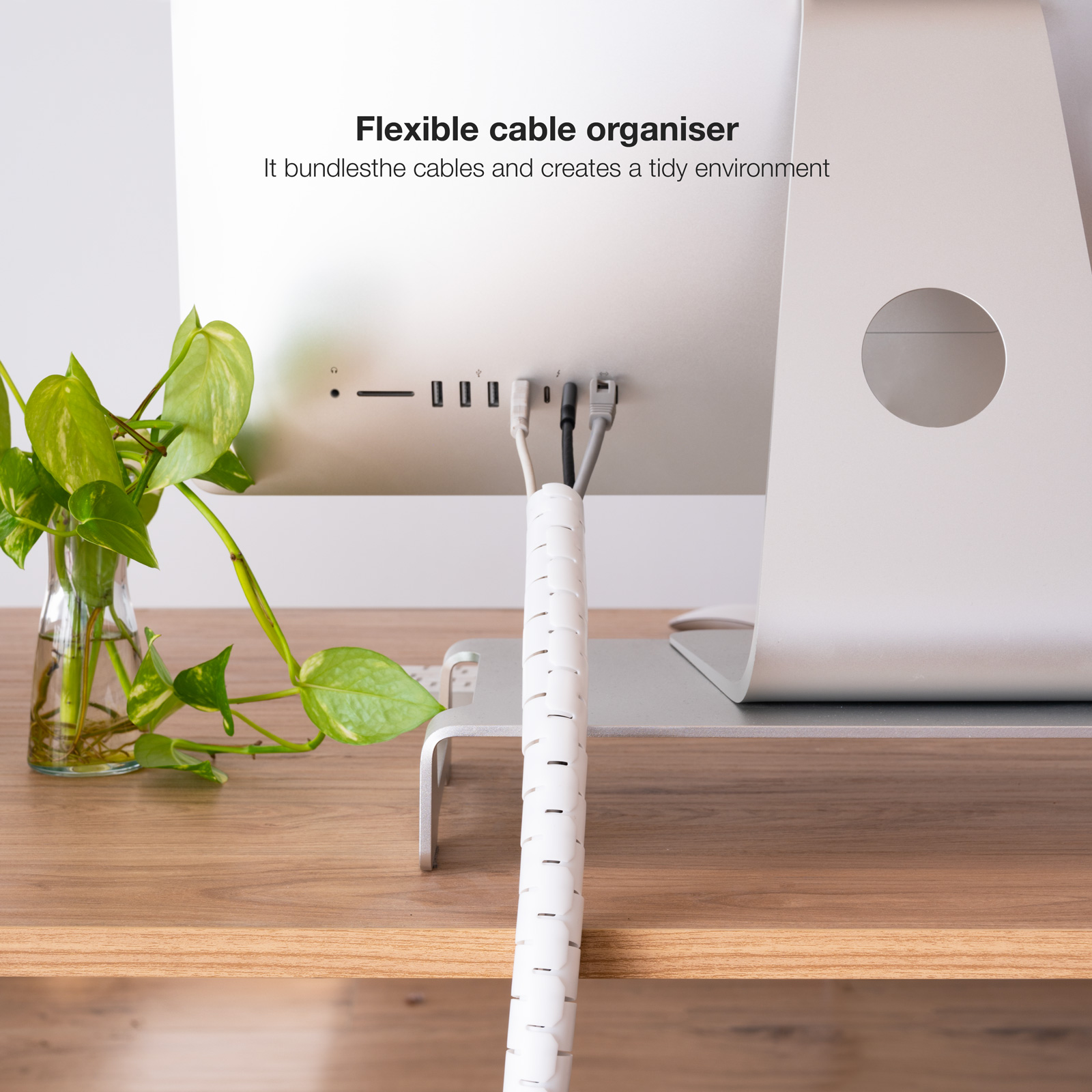 Organisateur de Câble Flexible Nanocable 25mm - Longueur 2m - Couleur Blanche