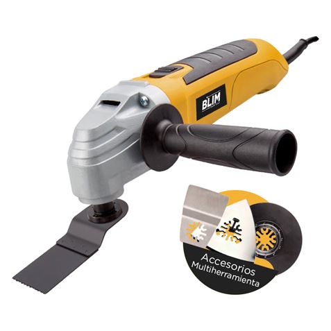 Outil multifonction polyvalent Blim - Puissance 400 W - Vitesse variable 15 000-22 000 tr/min - Angle d'oscillation 3 degrés - Couleur noire