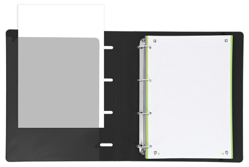 Classeur Oxford A4+ Noir, 4 Anneaux, 5x5mm