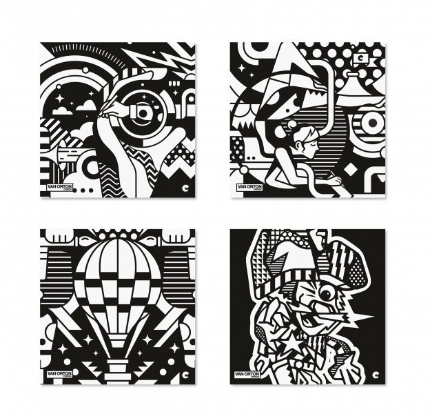 Pack Carioca Velvet Van Orton Street Pack de 4 Illustrations en Velours à Colorier - Texture Douce - Développe la Dextérité et la Créativité - Collaboration avec Van Orton Design - Divers Coloris