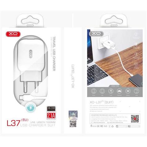 Pack Chargeur secteur USB XO L37 + Câble USB-A vers USB-C