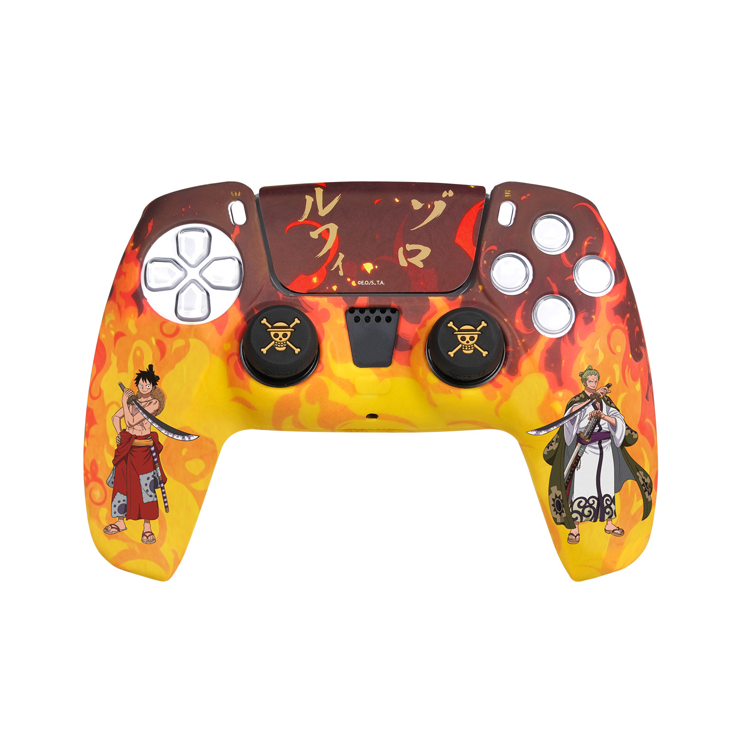 Pack coque en silicone FR-TEC One Piece Fire + poignées + autocollant pour PS5