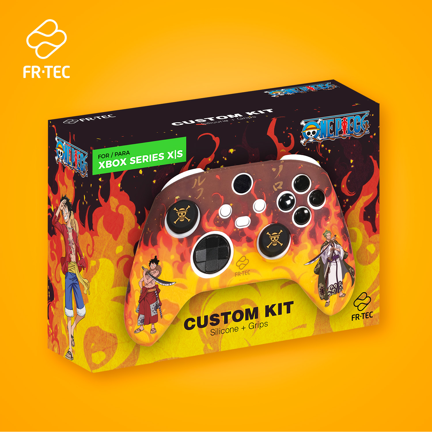 Pack Coque Silicone FR-TEC One Piece Fire + Grips + Autocollant pour Xbox