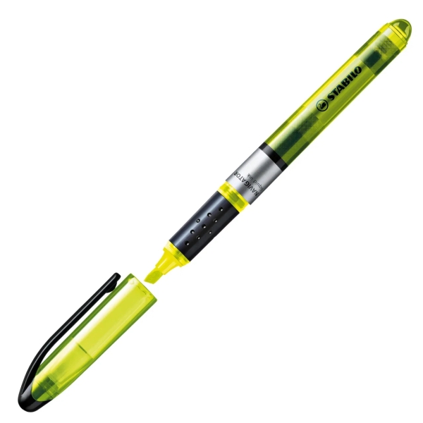 Pack de 4 surligneurs fluorescents Stabilo Navigator - Zone de préhension - Design fin - Clip de transport pratique - Trait entre 2 et 5 mm - Couleurs jaune, orange, vert et rose