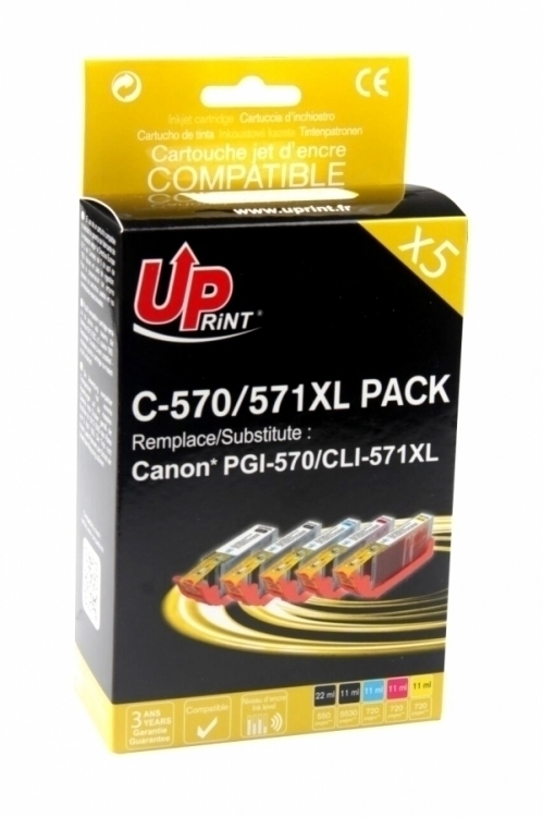 Pack UPrint compatible CANON CLI571XL/PGI570XL 5 cartouches