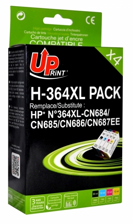 Pack 2 Cartouches 304XL Uprint Recyclé HP Noir + Cyan + Magenta + Jaune  Uprint moins cher et Garantie 3 ans