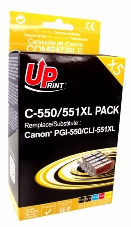 Pack PREMIUM compatible CANON PGI550/CLI551XL, 5 cartouches