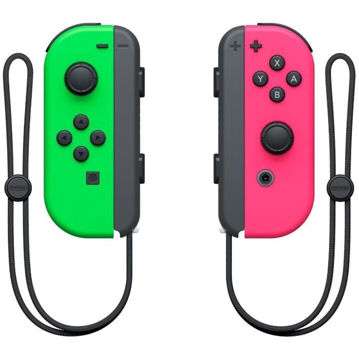 Paire de manettes Joy-Con Vert Néon & Rose Néon pour Nintendo Switch