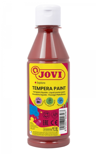 Peinture Tempera Liquide Jovi - À base d'eau - Prête à l'emploi - Haut pouvoir couvrant - Séchage rapide - Application facile - Excellente adhérence - Finition de qualité - Couleur Rouge