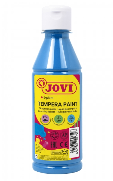Peinture Tempera Liquide Jovi - À base d'eau - Prête à l'emploi - Haut pouvoir couvrant - Séchage rapide - Excellentes performances - Fluidité optimale - Couleur Bleu