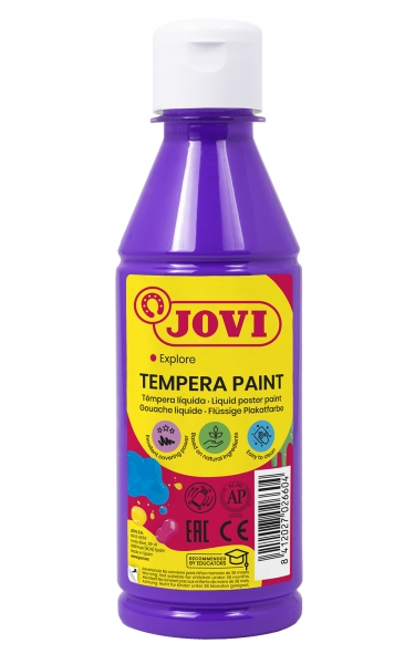 Peinture Tempera Liquide Jovi - À base d'eau - Prête à l'emploi - Haut pouvoir couvrant - Séchage rapide - Excellente fluidité - Adhérence sur plusieurs surfaces - Couleur Violet