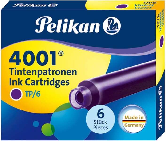 Pelikan Boite de 6 Cartouches 4001 TP/6 - Compatible avec les Stylos Plume Pelikan - Couleur Violet