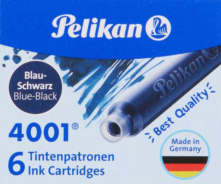 Pelikan Boite de 6 Cartouches 4001 TP/6 - Encre Haute Qualité - Compatible Stylos Plume - Couleur Bleu/Noir