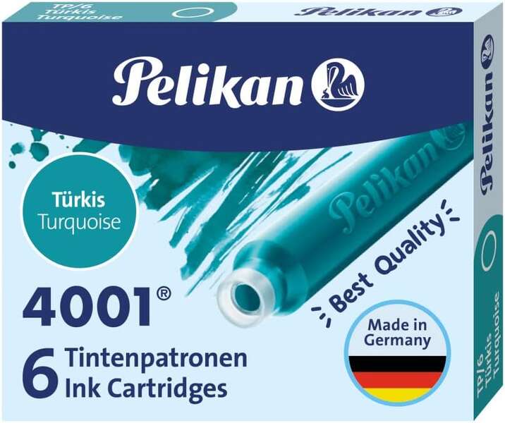 Pelikan Boite de 6 Cartouches 4001 TP/6 - Recharge pour Stylos Plume - Couleur Bleu Turquoise