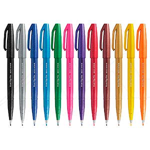 Pentel Brush Sing Pen Lot de 12 marqueurs à pointe pinceau – Lignes fines ou épaisses selon la pression – Fabriqués avec 81 % de plastiques recyclés – Couleurs vives assorties