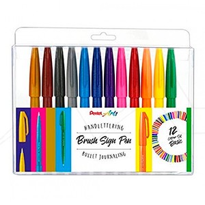 Pentel Brush Sing Pen Lot de 12 marqueurs à pointe pinceau – Lignes fines ou épaisses selon la pression – Fabriqués avec 81 % de plastiques recyclés – Couleurs vives assorties