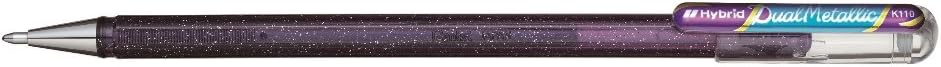 Pentel Hybrid Dual Metallic Lot de 4 stylos à bille avec encre gel brillante – Pointe 1 mm – Course 0,5 mm – Couleurs vives assorties