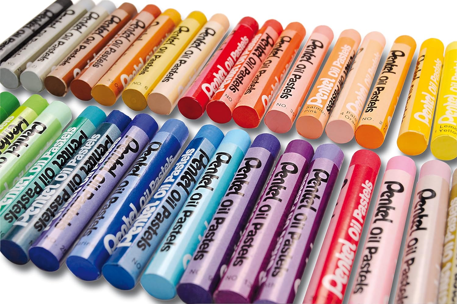 Pentel Pastels à l'huile Lot de 50 pastels à l'huile - Doux, crémeux et séchage lent - Couleurs assorties