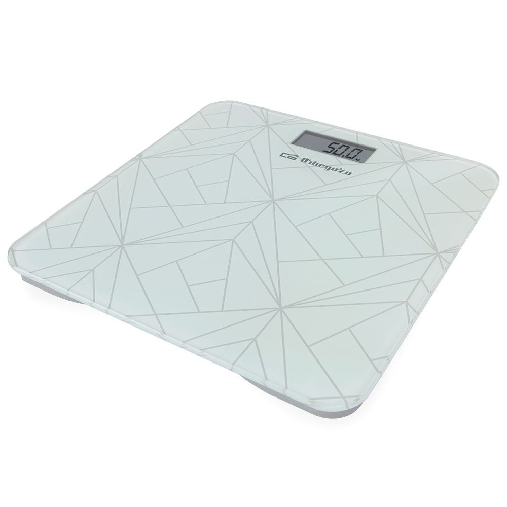 Pèse-personne électronique Orbegozo PB 2218 - Précision et design élégant pour votre santé et votre bien-être - Écran LCD avec lumière - Activation tactile - Conversion d'unités - Indicateur d'énergie