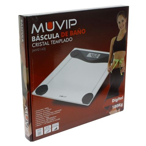Pèse-personne numérique Muvip - Verre trempé - Arrêt automatique - Capteurs de haute précision - Max. 180 kg