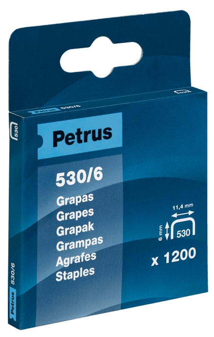 Petrus Boite de 1200 Agrafes Cuivre 530/6 pour Cloueuse - Goupille 6mm