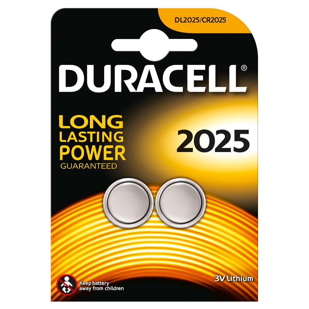 Pile bouton lithium Duracell DL2025B2 CR2025 3V (2 unités)